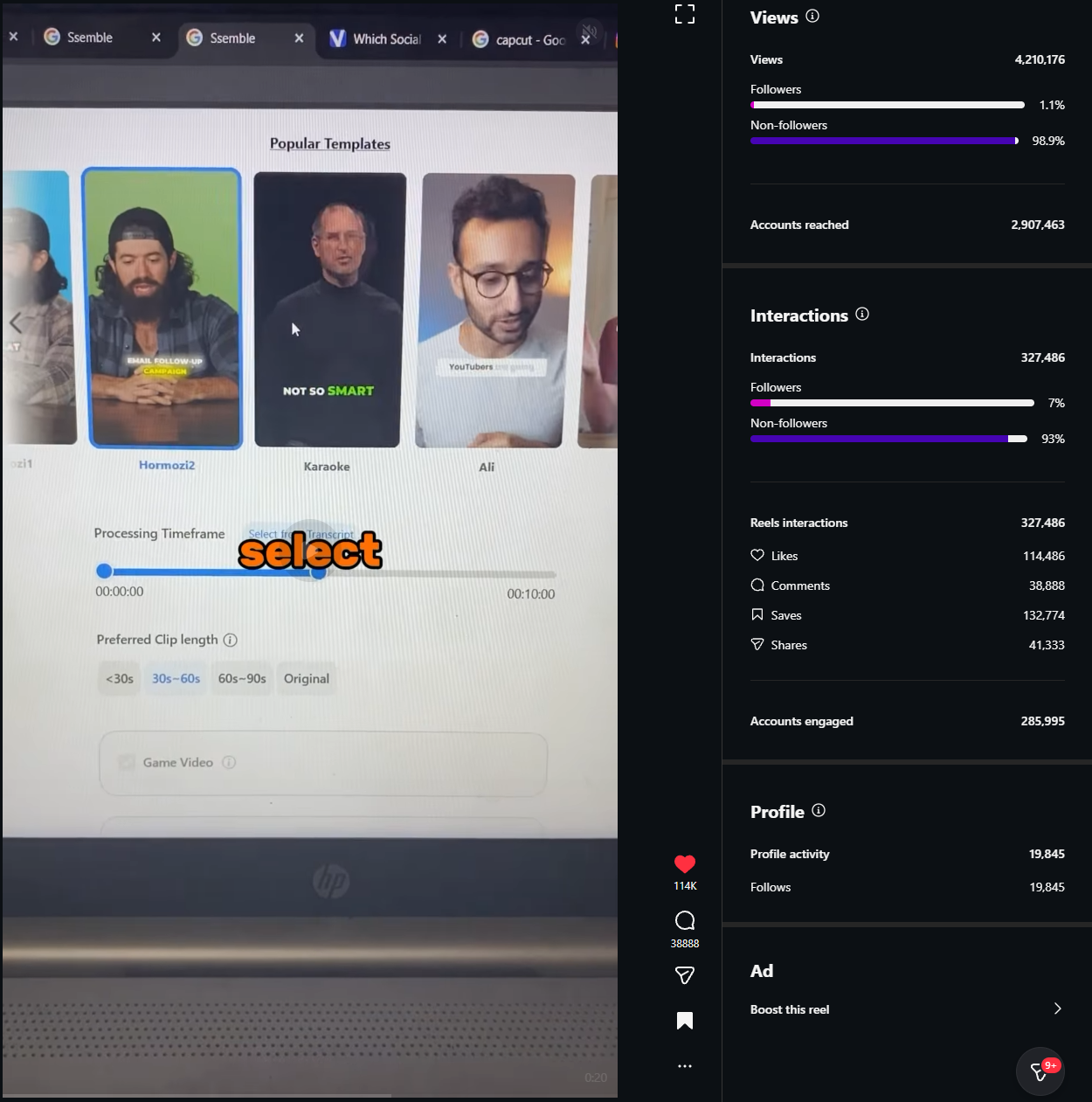 Ssemble campaign performance screenshot